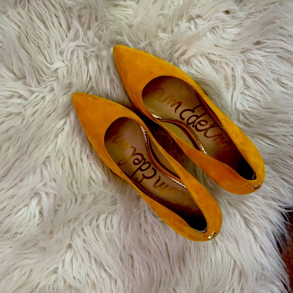 Sam Edelman bright yellow suede heels